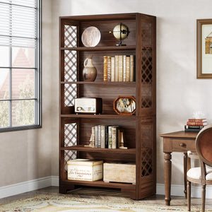 Bibliothèque Industrielle 6 Niveaux 180 cm — Métal & Bois - bibliothèque