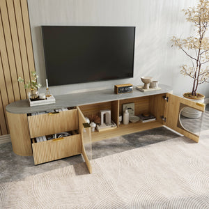 Meuble TV Vitrines 3D Compartimenté — MDF Gris - Meubles TV