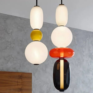Suspension en Verre Coloré — Style Loft Nordique, 2 Lampes - Suspensions