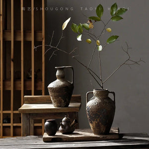 Vase en céramique rustique coloris beige