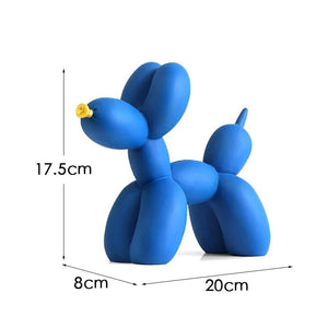 Figurine chien ballon en résine bleu