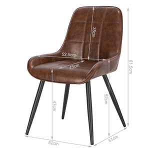 Chaises Velvet en cuir marron avec les dimensions