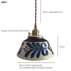 Suspension en Céramique & Cuivre Style Japonais — Multicolore E27