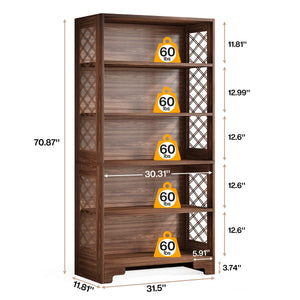 Bibliothèque Industrielle 6 Niveaux 180 cm — Métal & Bois - bibliothèque