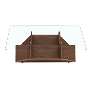 Table Basse Verre Trempé & Noyer — Légèreté et Chaleur - Tables basses