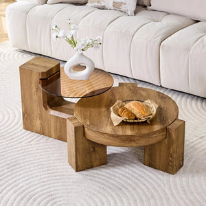Tables Basses Duo Détachables Verre Fumé — Noir ou Noyer - Tables basses