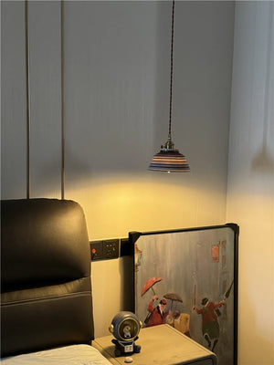 Suspension en Céramique & Cuivre Style Japonais — Multicolore E27