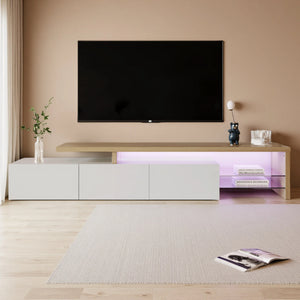 Meuble TV LED Haute Brillance — Blanc ou Noir, 2 Vitrines - Meubles TV