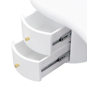 Table Basse Blanc Mat Forme Libre 2 Tiroirs — Design Organique - Tables basses
