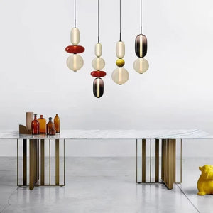 Suspension en Verre Coloré — Style Loft Nordique, 2 Lampes - Suspensions