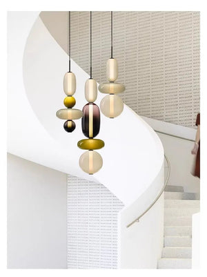 Suspension en Verre Coloré — Style Loft Nordique, 2 Lampes - Suspensions
