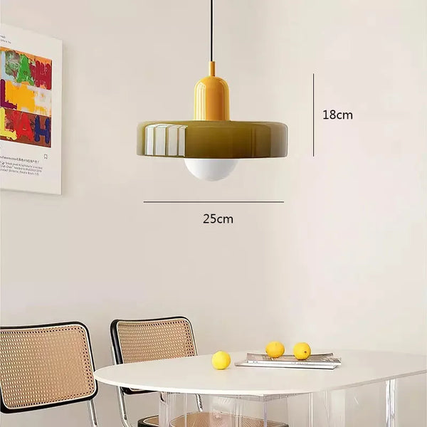 Suspension LED Scandi marron avec pavillon jaune