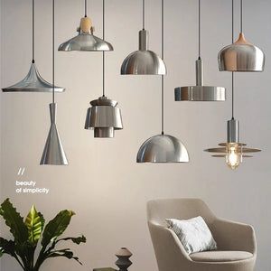 Suspension design IRON - Silver Curve – Métal argenté industriel élégant - Suspensions