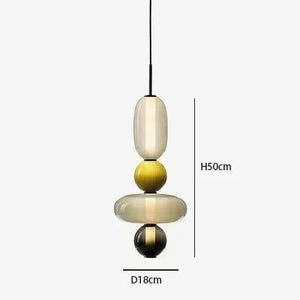 Suspension en Verre Coloré — Style Loft Nordique, 2 Lampes - Suspensions