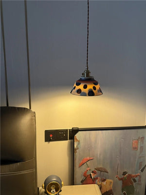 Suspension en Céramique & Cuivre Style Japonais — Multicolore E27