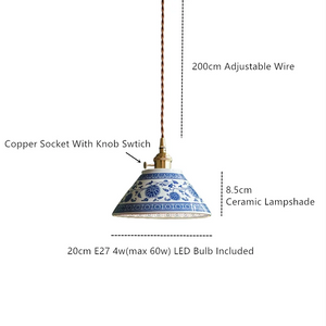 Suspension en Céramique & Cuivre Style Japonais — Multicolore E27