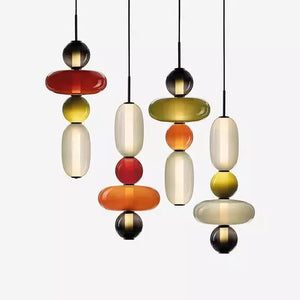 Suspension en Verre Coloré — Style Loft Nordique, 2 Lampes - Suspensions