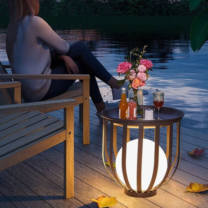 Lampe solaire de jardin moderne pour table de thé - Éclairage extérieur étanche, créant une ambiance atmosphérique.