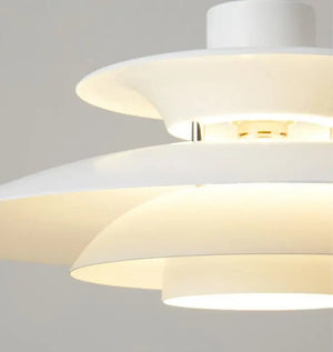 Suspension Horn Vintage 70s - corp du lustre blanc Design Scandinave