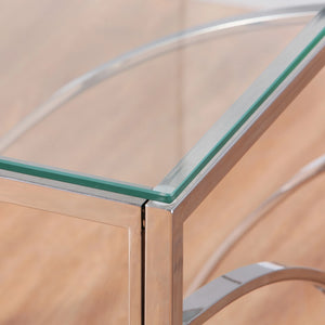 Table d'Appoint Inox & Verre — Or ou Argent, Design Sculptural - Tables basses