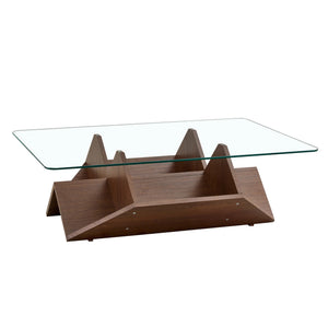 Table Basse Verre Trempé & Noyer — Légèreté et Chaleur - Tables basses