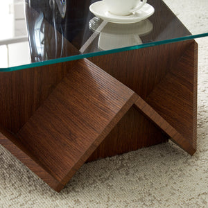 Table Basse Verre Trempé & Noyer — Légèreté et Chaleur - Tables basses