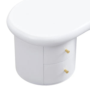 Table Basse Blanc Mat Forme Libre 2 Tiroirs — Design Organique - Tables basses