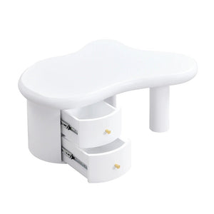 Table Basse Blanc Mat Forme Libre 2 Tiroirs — Design Organique - Tables basses