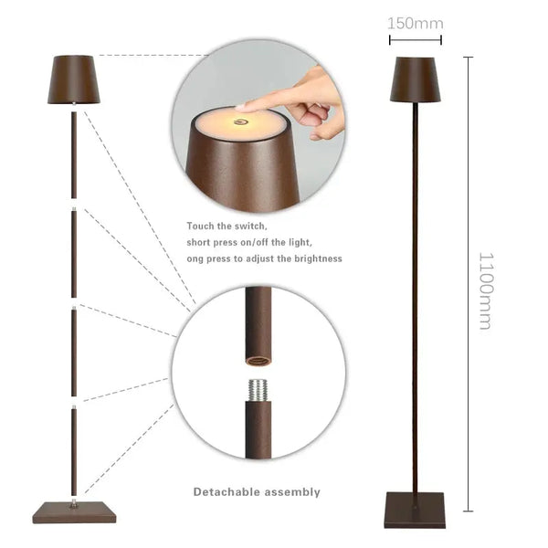 Lampadaire Floor Lamp sans Fil Rechargeable, Étanche IP54, Batterie 5200mAh, Portable pour Usage Interieur / Extérieur BB'art meuble & déco