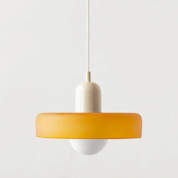 Suspension LED Scandi orb orange avec pavillon blanc