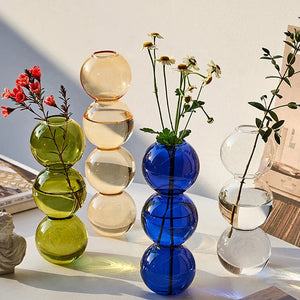 Vase Vintage Bubble en verre – Vase sphérique au style rétro pour décoration intérieure couleurs disponible