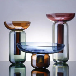Vase Éclat en Verre avec finitions colorées – Trois tailles disponibles pour une décoration élégante et contemporaine.