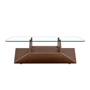 Table Basse Verre Trempé & Noyer — Légèreté et Chaleur - Tables basses