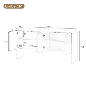 dimension Buffet Solstice Blanc – Minimaliste à 4 portes pour salon ou salle à manger