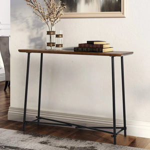 Table console robuste de couleur marron avec rangement - Teinte noyer marron BB'art meuble & déco