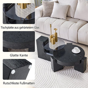 Tables Basses Duo Détachables Verre Fumé — Noir ou Noyer - Tables basses