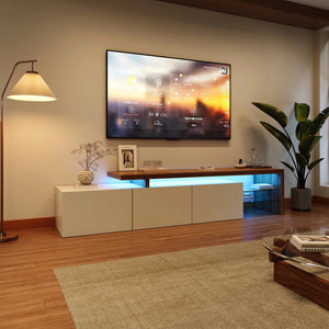 Meuble TV LED Haute Brillance — Blanc ou Noir, 2 Vitrines - Meubles TV