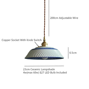 Suspension en Céramique & Cuivre Style Japonais — Multicolore E27