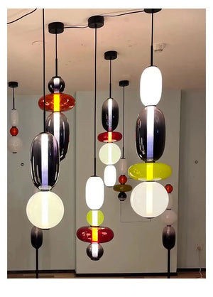 Suspension en Verre Coloré — Style Loft Nordique, 2 Lampes - Suspensions