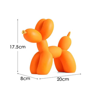 Figurine chien ballon en résine orange