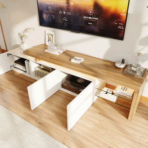 Meuble TV LED Haute Brillance — Blanc ou Noir, 2 Vitrines - Meubles TV