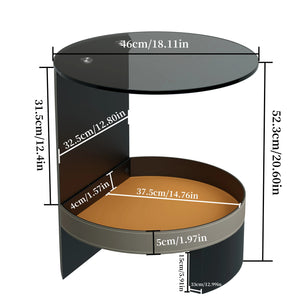 Table d’Appoint Design – Verre Fumé, Cuir et Métal - Tables basses