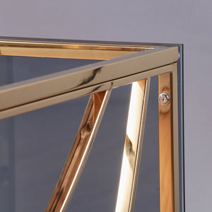 Table d'Appoint Inox & Verre — Or ou Argent, Design Sculptural - Tables basses
