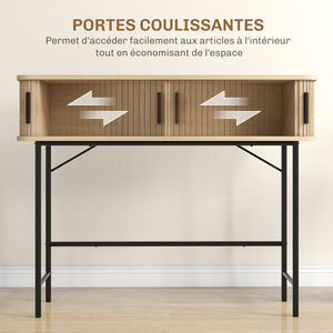 Meuble console effet chêne présenté sous un nouvel angle