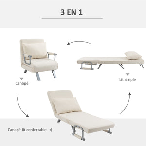 Fauteuil chauffeuse convertible 1 place, lit d'appoint - Fauteuil