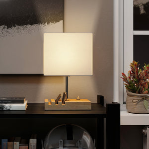 Lampe de table blanche avec supports pour téléphone