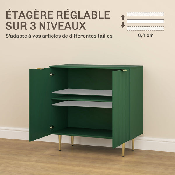 Buffet LINO 80 cm – Vert olive, 2 portes & pieds métal surélevés