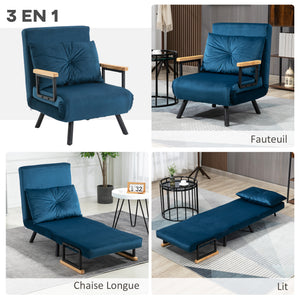 Fauteuil convertible 3 en 1, lit 1 place dossier 5 pos - Fauteuil