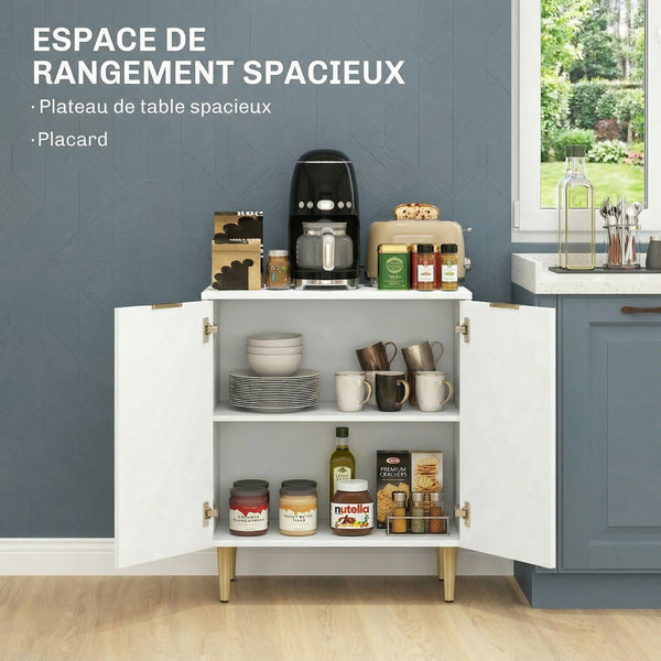 Buffet LINO 60 cm – Blanc, 2 portes & pieds métal surélevés