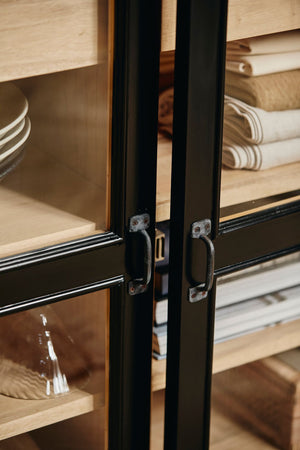 VIVA Nordal – Buffet bas vitrine noir et bois - Buffet